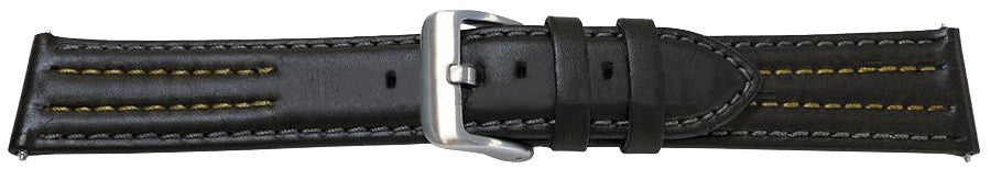 Quality Calf Leather Bracelet Olympic Style Smooth Black Watch Strap Replacement