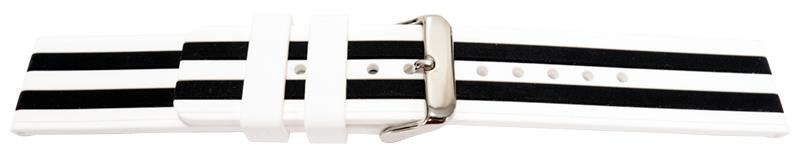 Black And White Striped Silicone Watch Strap Replacement Rubber Bracelet 2 Tone