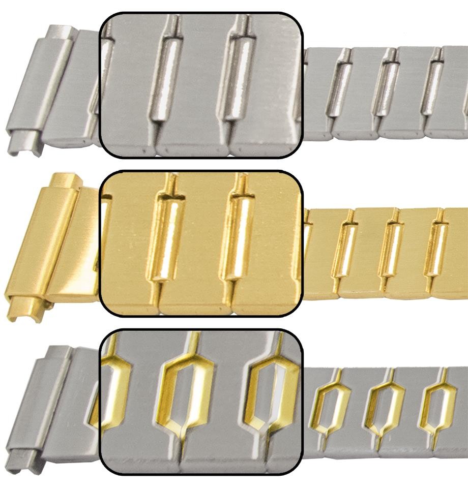 Open Centre Bracelet Clasp Satin With Mirror Centre Watch Strap 12mm To 15mm