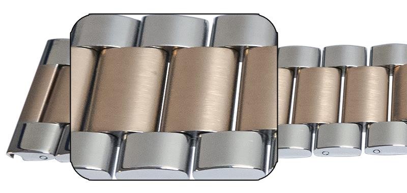 Mirror And Satin Watch Bracelet Centre Fold Sprung Release Strap 3 Row Link Type