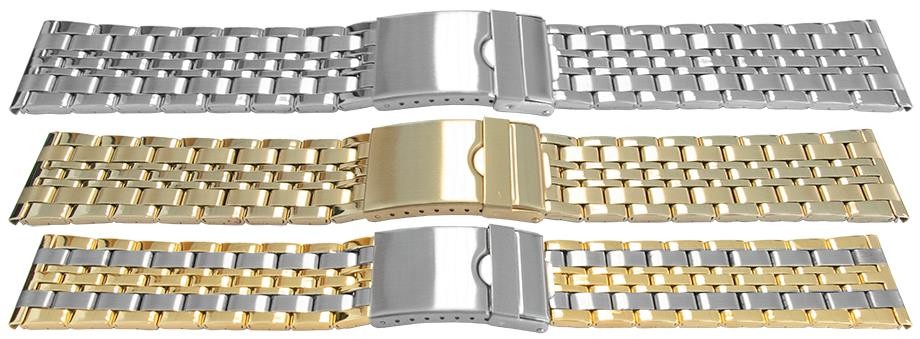 Quality Satin Mirror Bracelet Watch Strap Centre Fold Safety Clasp 7 Link Row