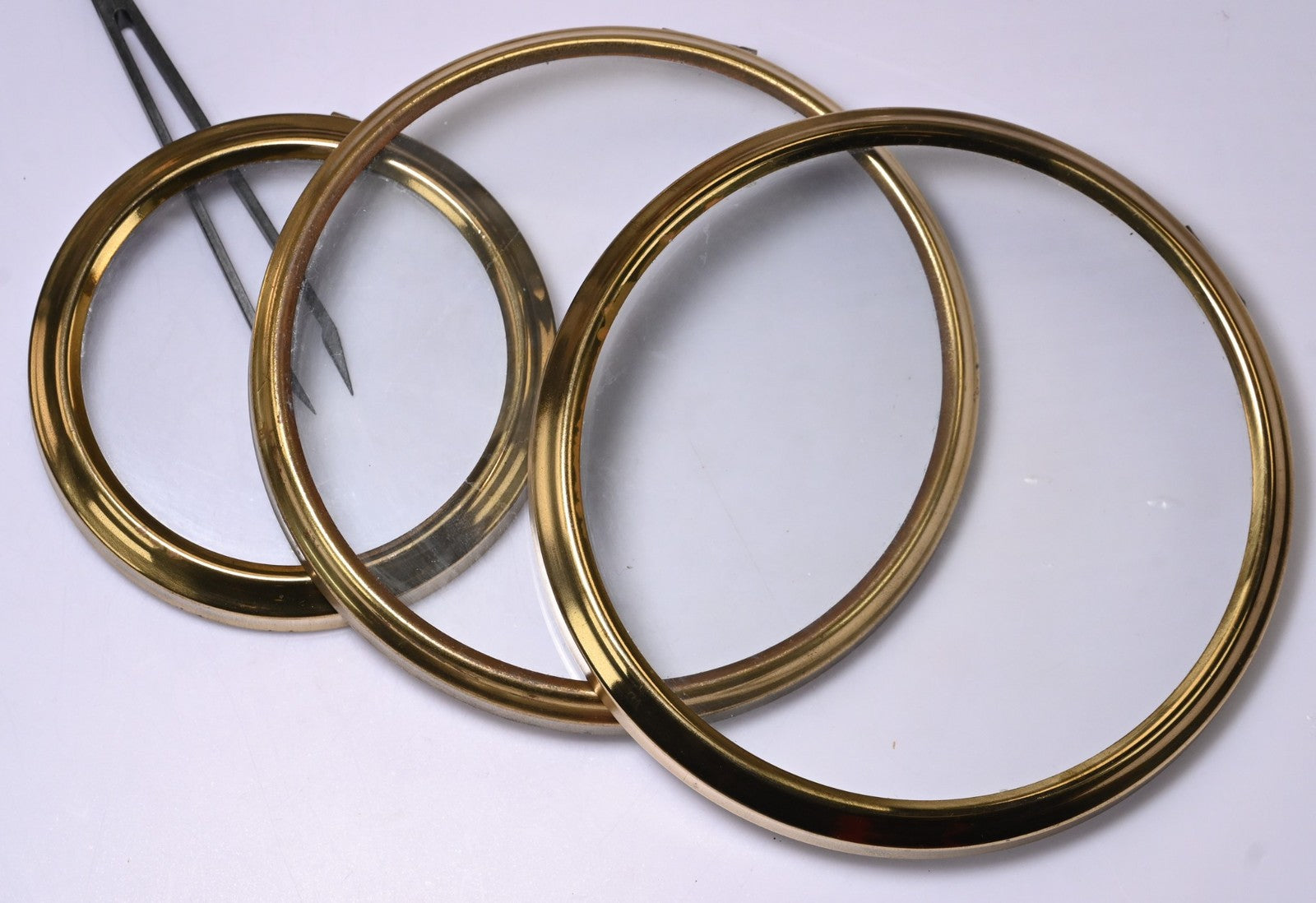 Round Brass Clock Bezel Glass Hinge 4x Size 4" 5 1/2" 5 5/8" 5 3/4"