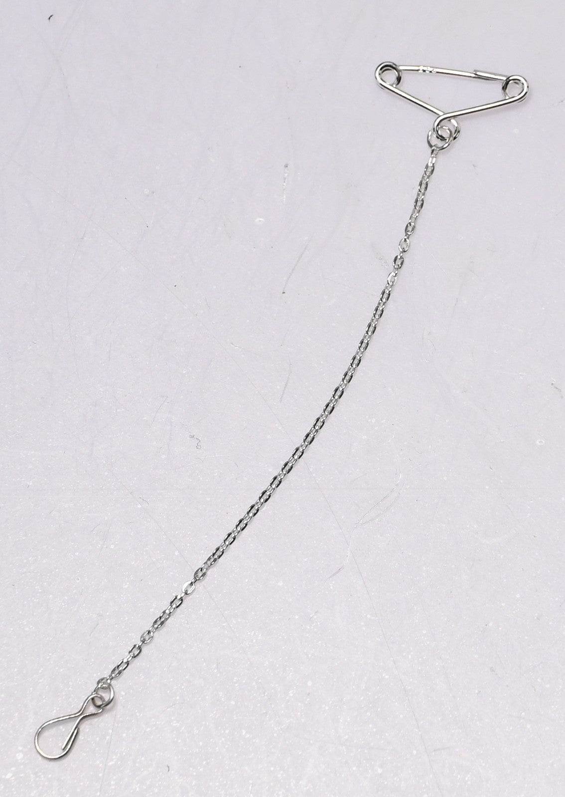 Sterling Silver 925 Brooch Safety Chain 80mm Saver Hallmarked Pin Tension Clip