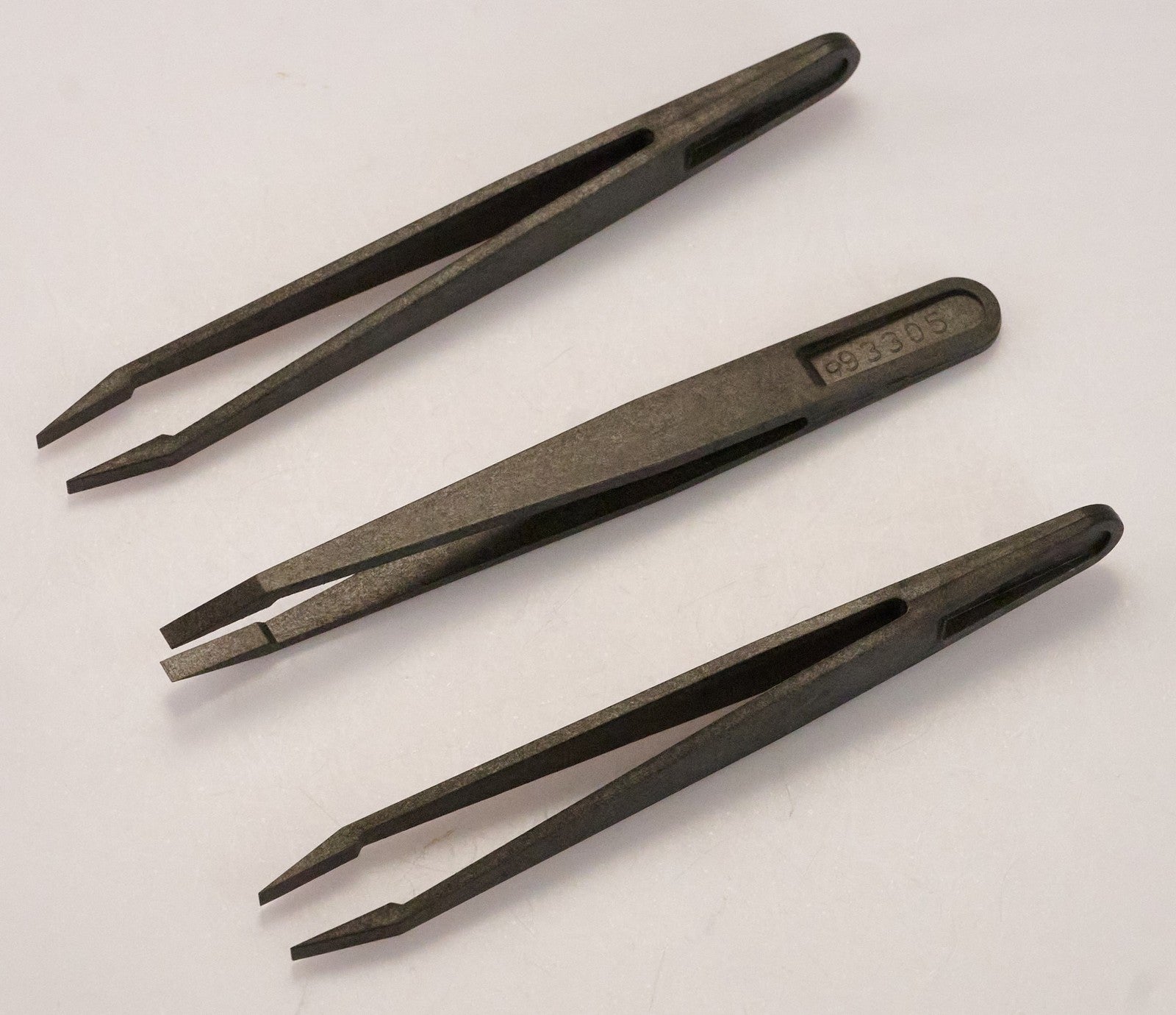 3x Pro ESD Tweezers Watch Battery Changing & Quartz Repair FLAT ENDS Anti Static