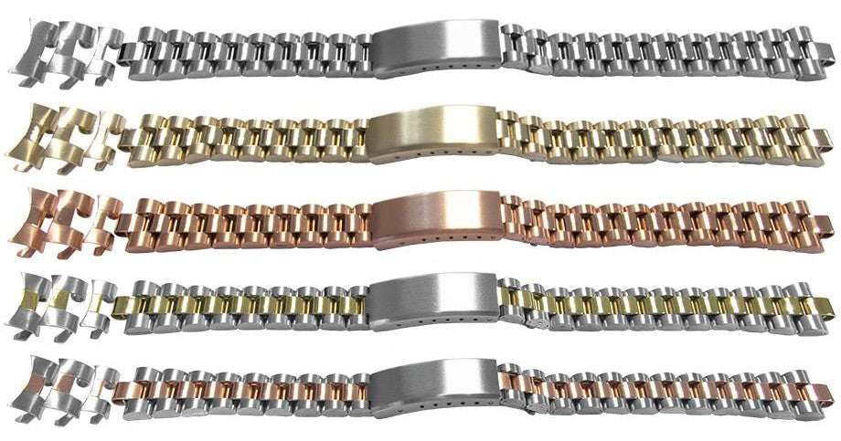 Watch Bracelet Curved Replacement Strap For Rolex President Style Satin Mirror