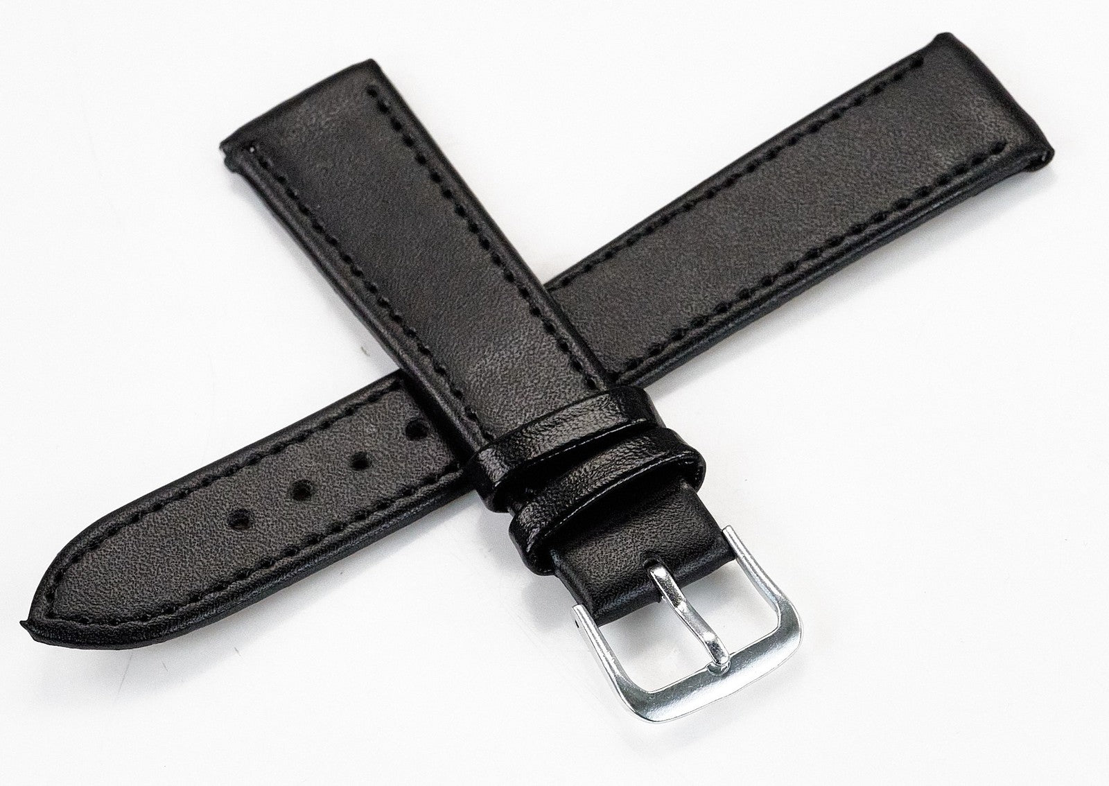 Value Mens Black Genuine Leather Watch Strap Band 18mm 20mm 22mm Replacement New