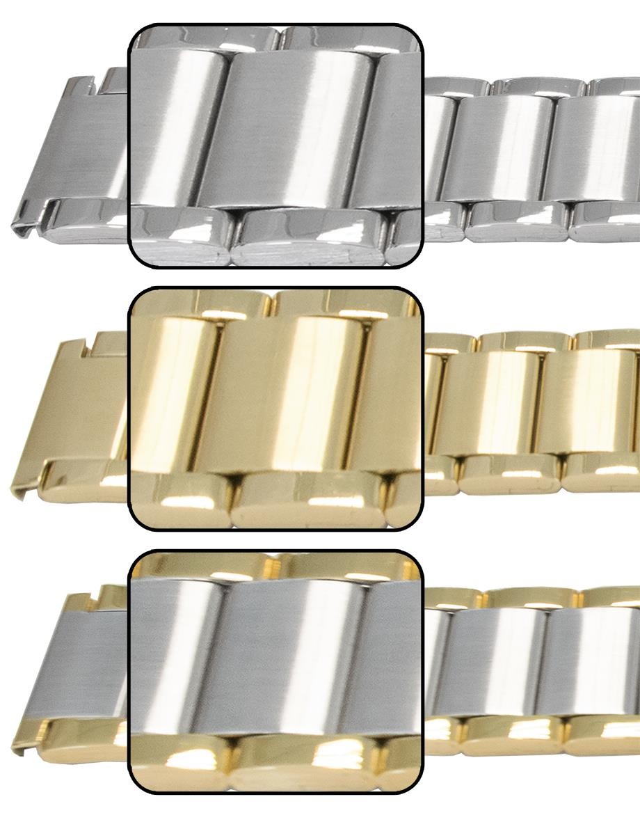 Bracelet Watch Strap Quality Mirror Satin 3 Link Row Centre Fold Safety Clasp