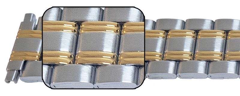 Satin And Mirror Watch Bracelet Strap 16mm To 22mm Squeeze Ends 3 Link Row Type