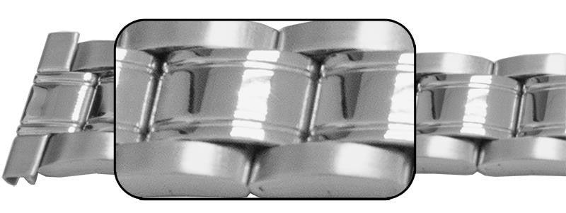 Satin Mirror Centre Bracelet Watch Strap Spring Release Clasp 3 Link Row Quality