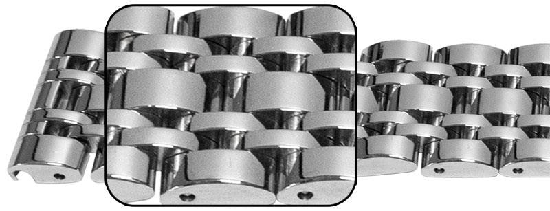 Full Mirror Watch Bracelet Strap 18mm-24mm Straight End 7 Link Row Type Quality
