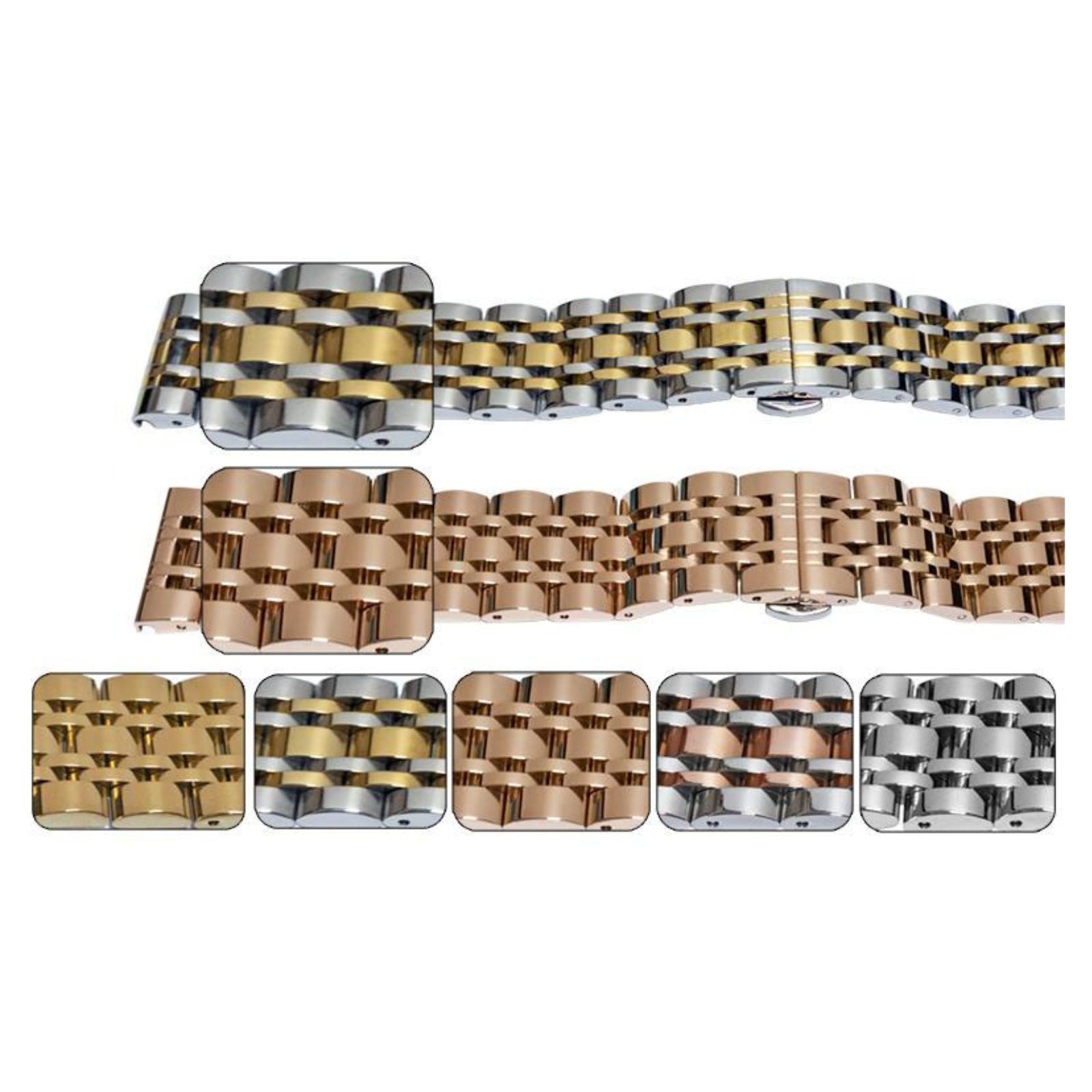 Full Mirror Watch Bracelet Strap 18mm-24mm Straight End 7 Link Row Type Quality
