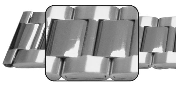 Satin With Mirror Centre Watch Bracelet Strap 18mm-24mm 1 Link Row Type Fold