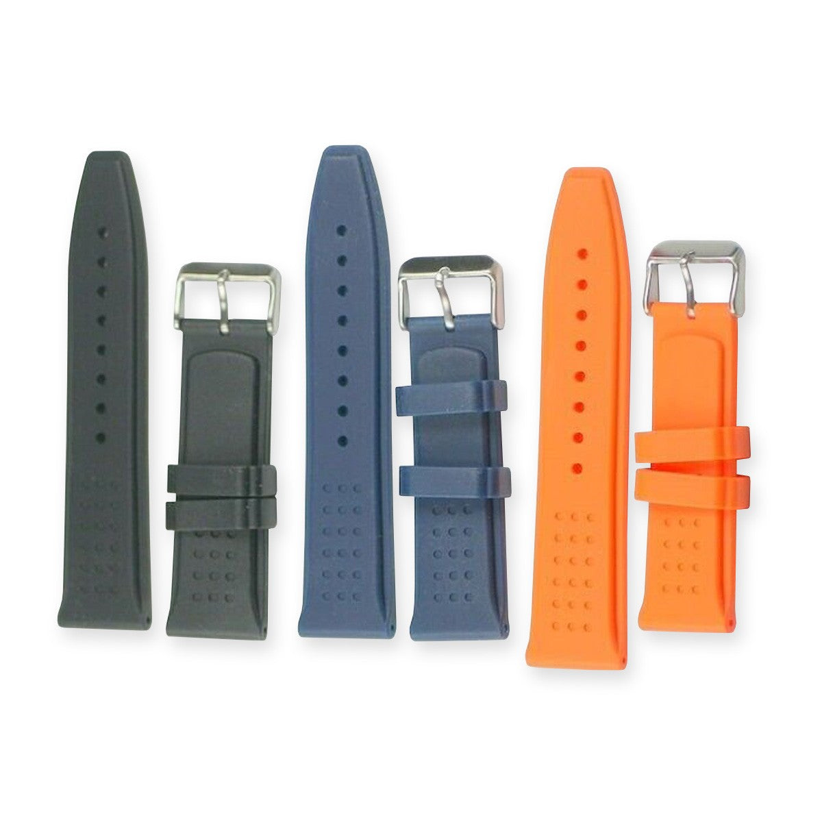 Silicone rubber QUALITY DIVERS STRAPS black blue orange 22mm 24mm watch strap