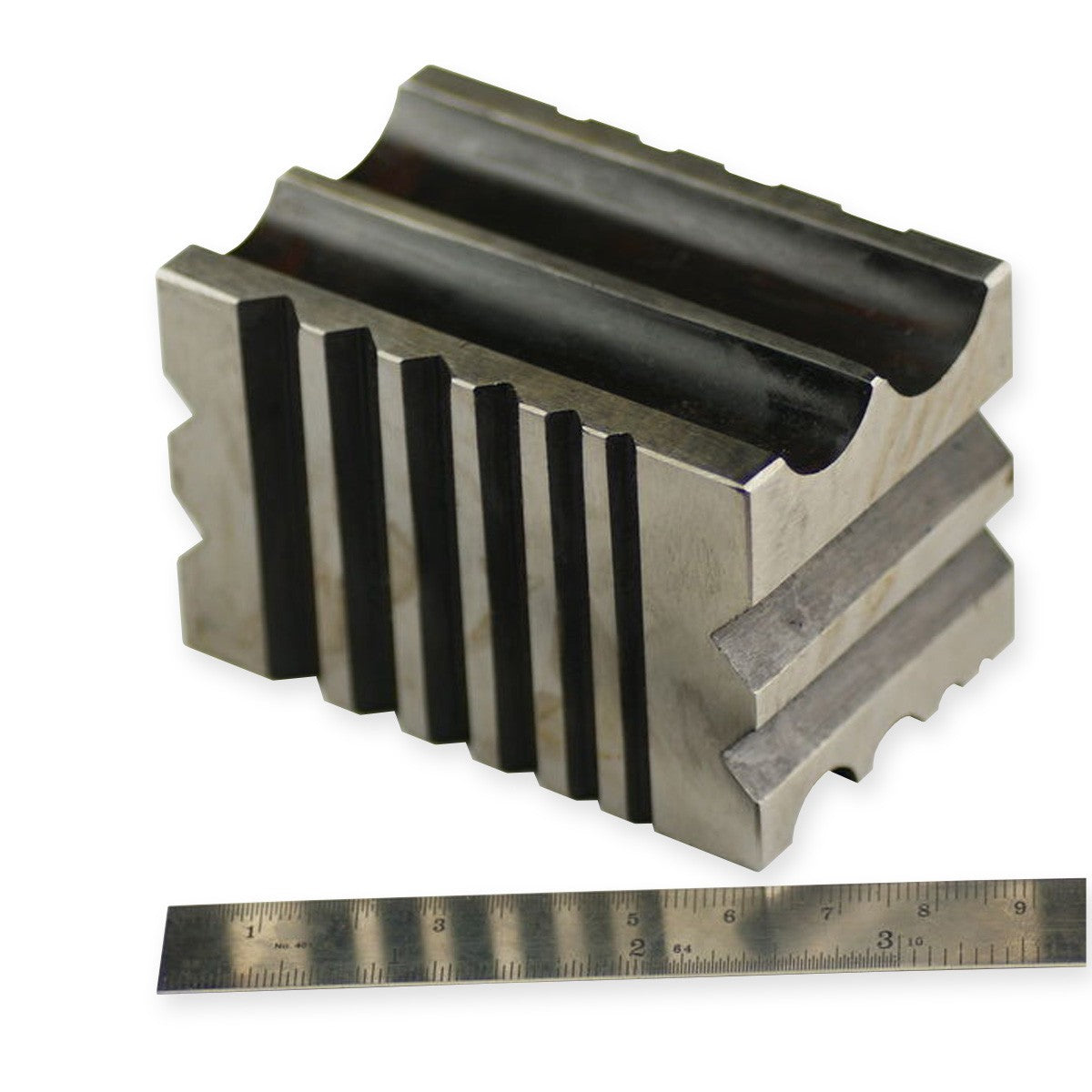 Solid Steel Doming Dapping Block with LINES CHANNELS V GROOVED CURVED JEWEELLERY