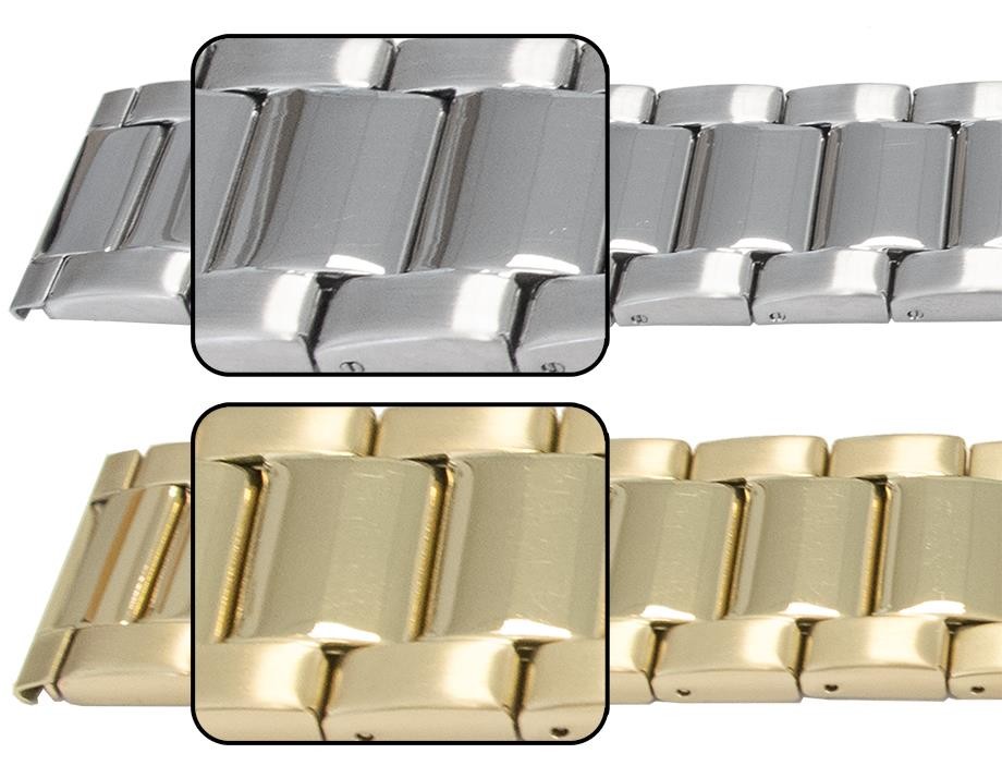 Satin Mirror Watch Strap Centre Fold Clasp 3 Link Row Type Quality Bracelet