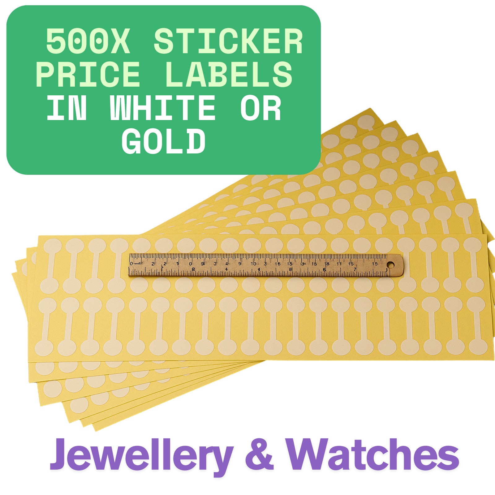 500x Price Tag Label Small Stickers Jewellery Watches Straps White or Gold Tags
