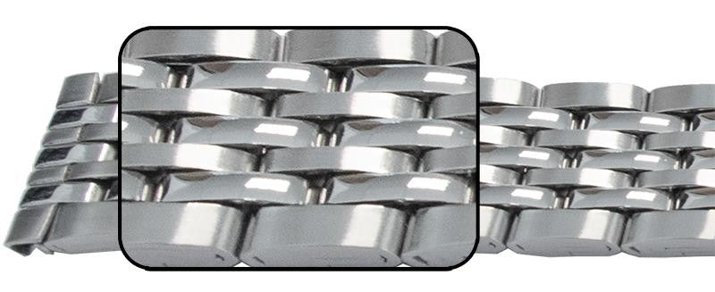 Satin And Mirror Watch Bracelet Strap 12mm, 14mm, 16mm, 7 Link Row Type Quality