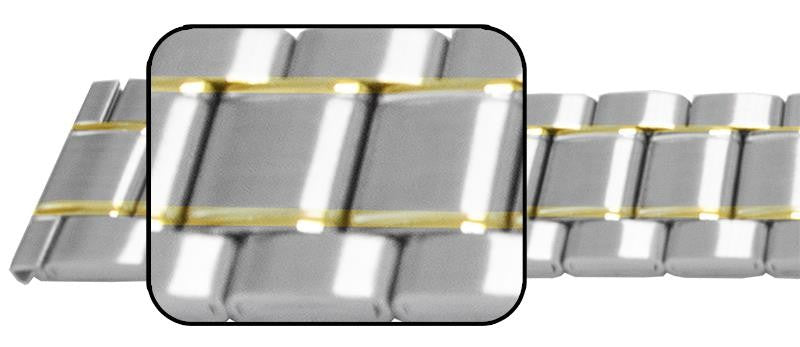 Satin And Mirror Edged Watch Strap Bracelet Centre Fold Safety Clasp 3 Link Row