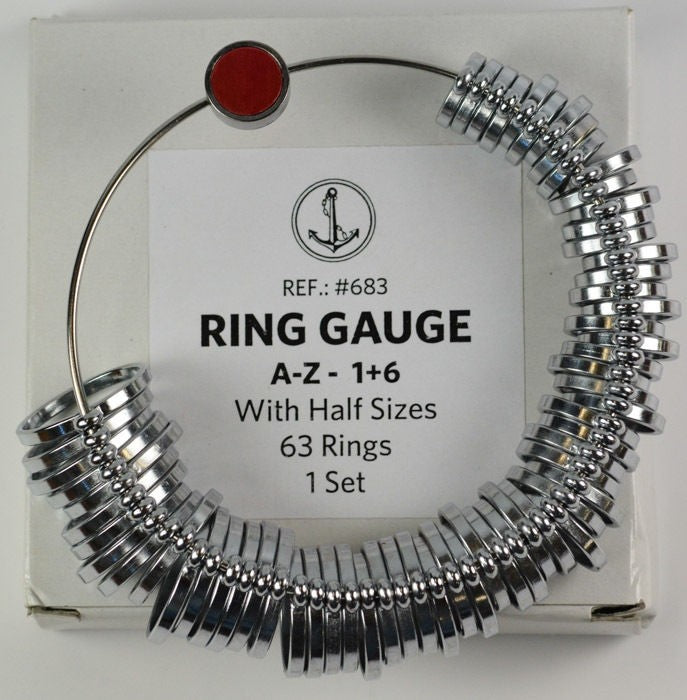 Pro 63 piece a-z+6 uk finger gauge ring sizer includes half sizes jewellery tool