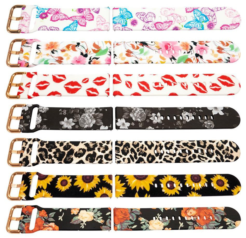 Luxury Silicone Watch Strap Bracelet Replacement Ladies Pattern Womens Rubber