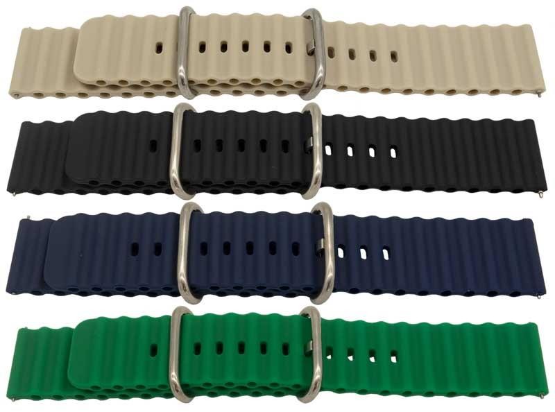 Smooth Silicone Ocean Wave Style Watch Strap Replacement Ripple Rubber Bracelet