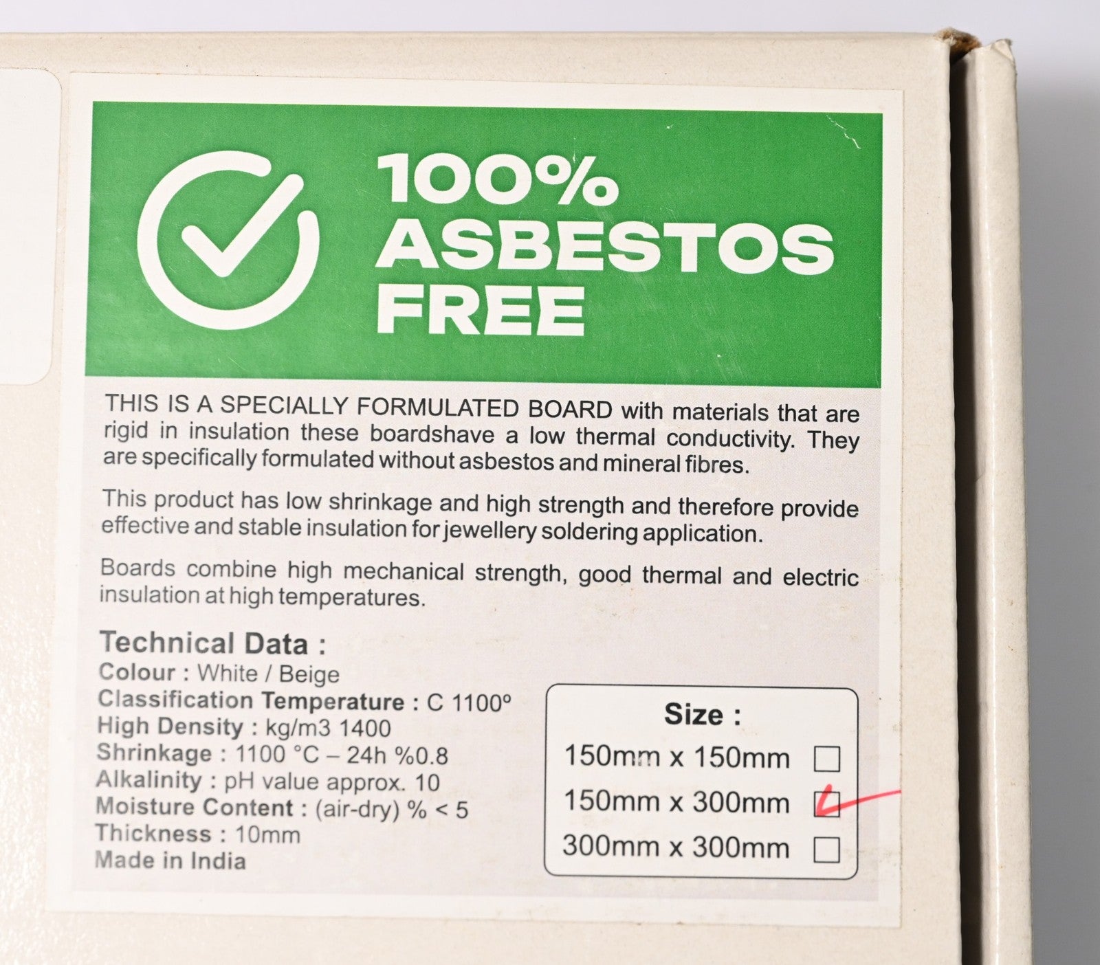 Jewellery Soldering Board 150x300mm 6x12 Inch Calcium Silicate Asbestos Free UK