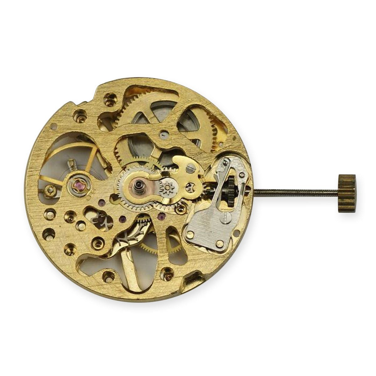 Skeleton gold mechanical manual wind watch movement steampunk project modding