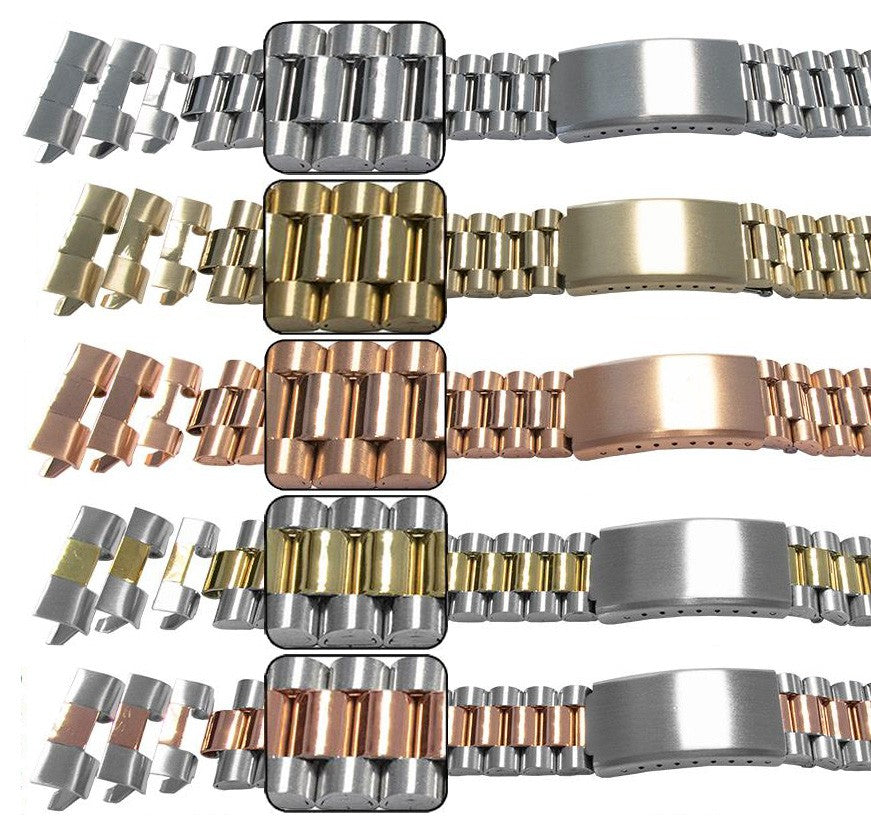 Watch Bracelet Straight End Satin Mirror Replacement Strap Rolex President Style