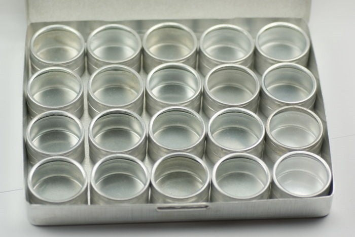 20 x tubs watch Parts containers ALUMINIUM clear lids wristwatch or pocketwatch