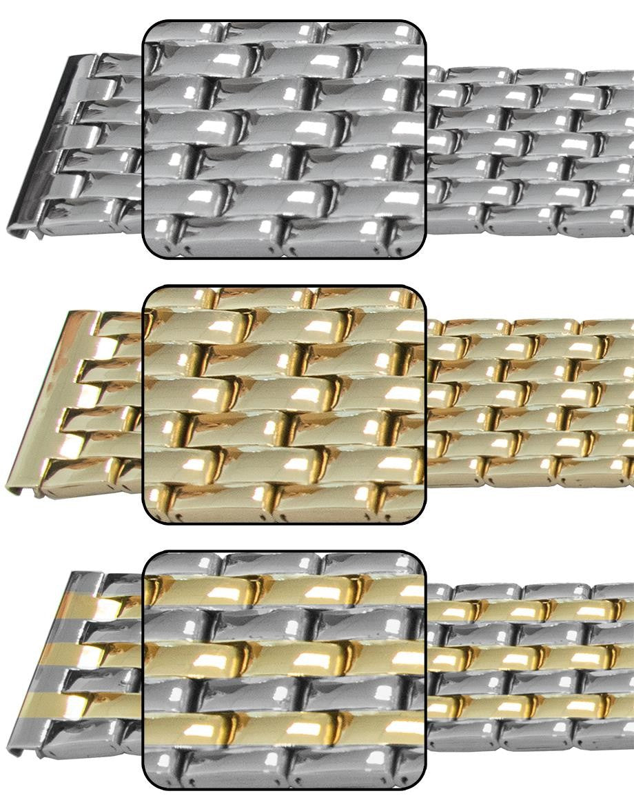 Quality Full Mirror Bracelet Watch Strap Centre Fold Safety Clasp 7 Link Row