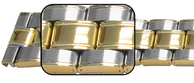 Satin With Mirror Edges And Centre Watch Bracelet Strap 3 Link Row Type Quality