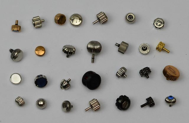 Watch crowns mixed assortment 280 mixed crowns large silver gold PVD spare parts