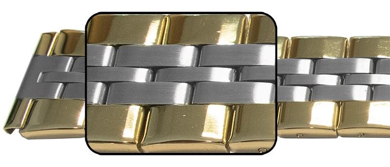 Mirror Inner Satin Bracelet Watch Strap Spring Loaded Centre Clasp 5 Link Row