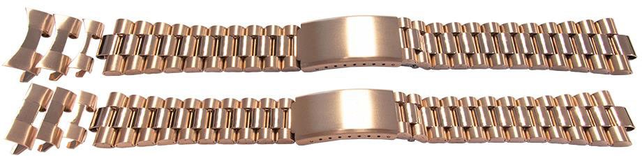 Rose Gold Watch Bracelet Replacement Strap For Rolex President Curved Straight