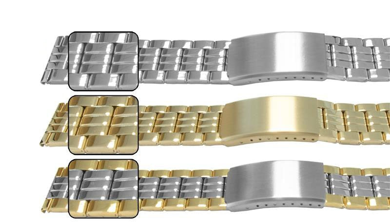 Full Mirror Finish Bracelet Watch Strap Centre Fold Clasp 3 Link Row Quality