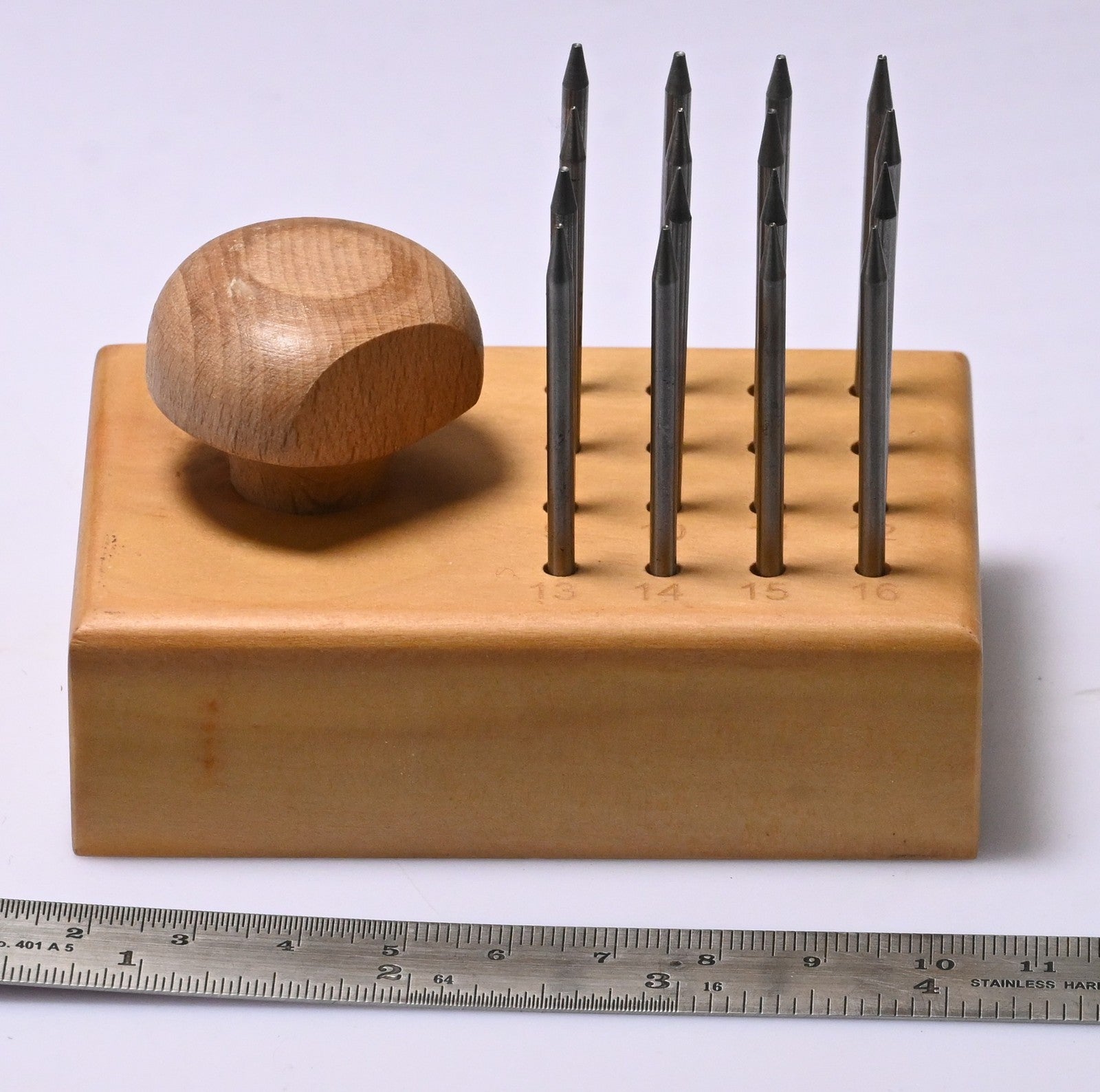 Jewellers Beading Tools 1-16 Diamond Stone Setting Wooden Handle & Stand