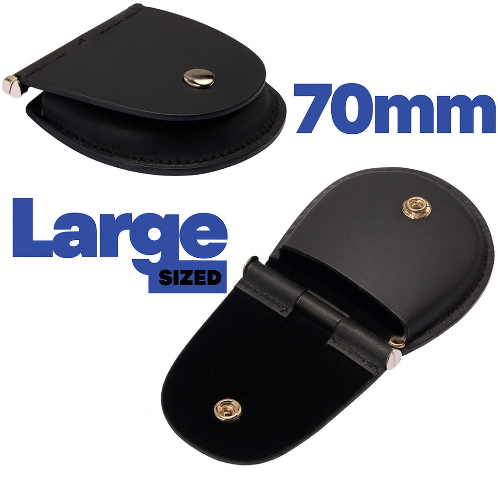Pocket Watch Holder 70mm LARGE Black Leather Case Pouch Premium Travel Storage