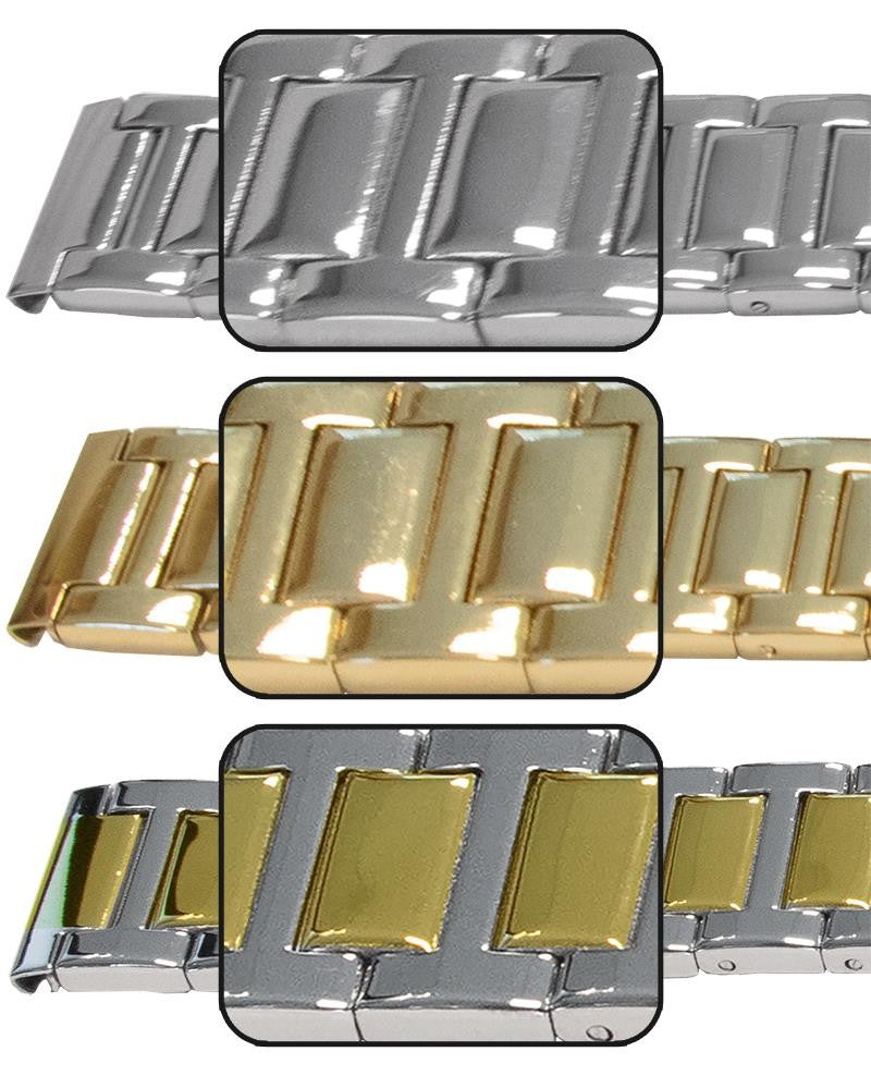 16mm Mirror Watch Bracelet Strap Regular or Safety Centre Fold Clasp 1 Row Link
