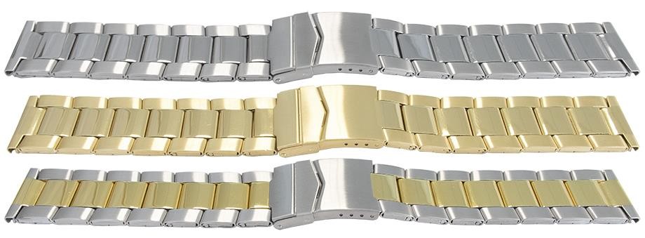 Quality Mirror Satin 3 Link Row Watch Strap Bracelet Centre Fold Safety Clasp