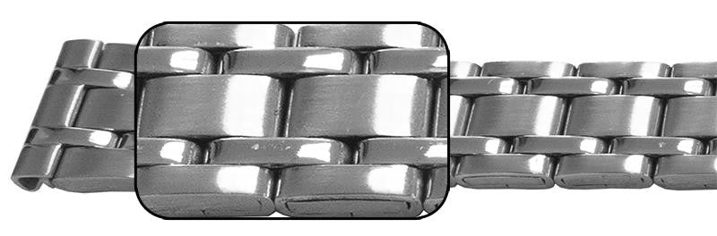 Open Centre Clasp Bracelet Satin And Mirror Watch Strap 10mm-14mm Silver Gold