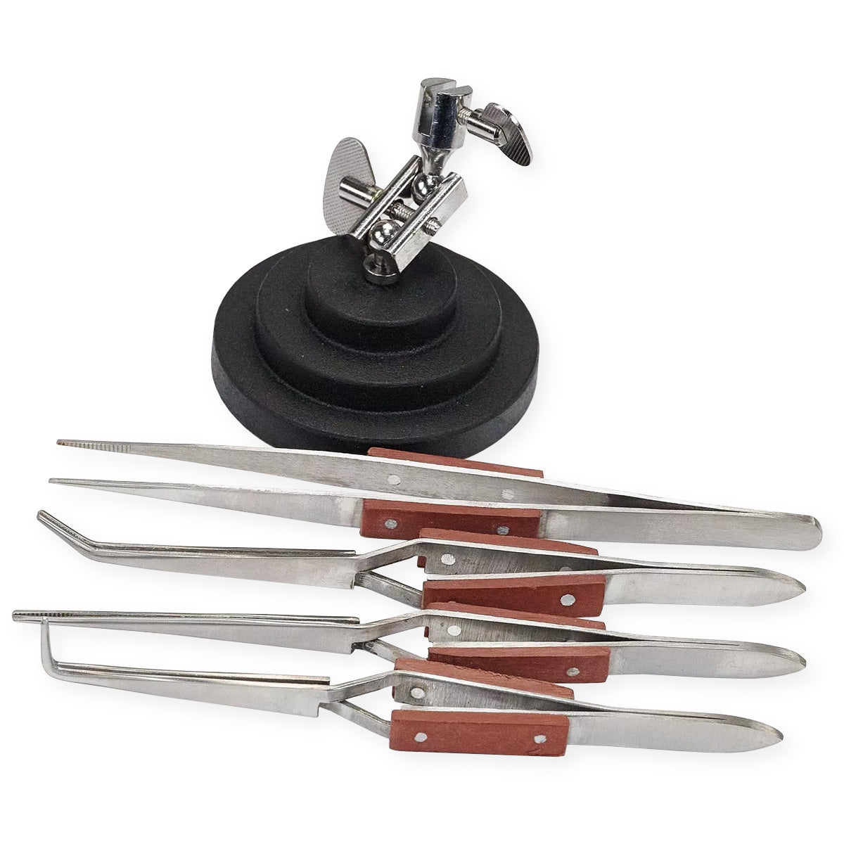 3rd Hand Base Vice Set 4x Cross locking Tweezers Soldering Solder Jewellers Tool