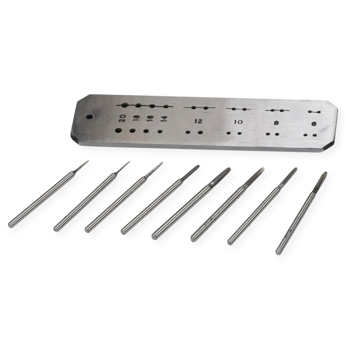 Screw Tap Die Plate 8 Taps Micro Set Watchmakers Jewellers Tool Dies 0.6mm - 2mm