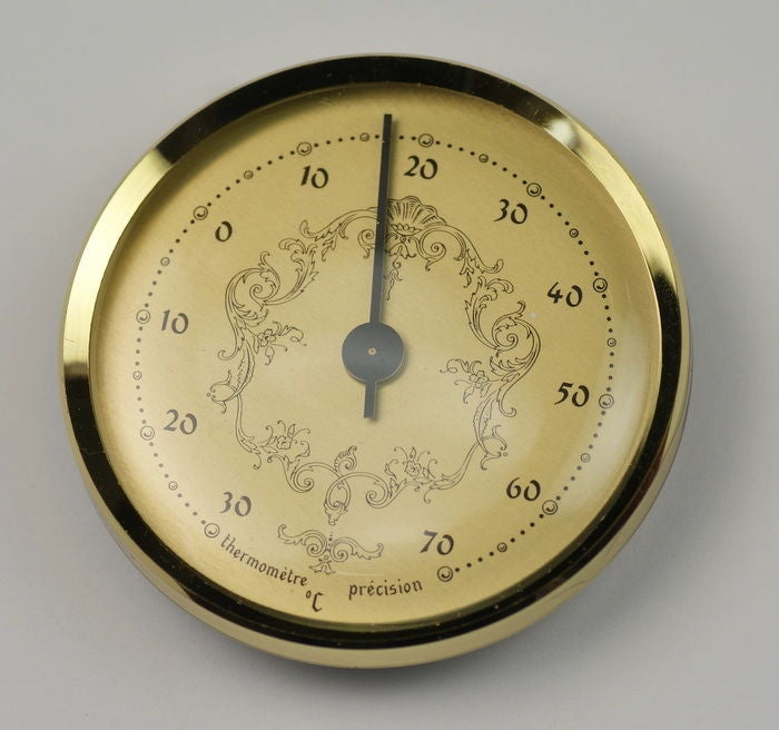 Thermometer insert gilt dial & bezel 54mm diameter 32mm hole barometer gold new