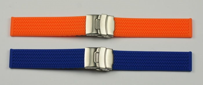 Mens Deployment Clasp Silicone Rubber Watch Strap Waterproof safety buckle 20-24