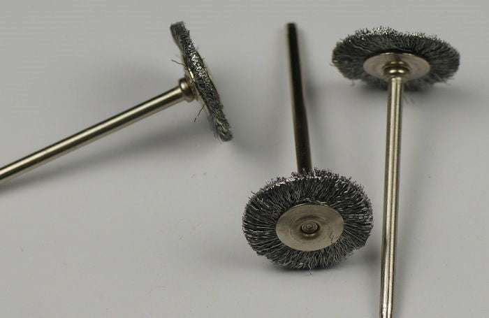 3x mounted steel wheel brush dremel rotary sized polishing cleaning buffing 20mm