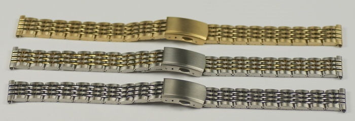 Watch bracelet strap push type buckle 12mm 14mm 16mm gold silver 2 tone repairs