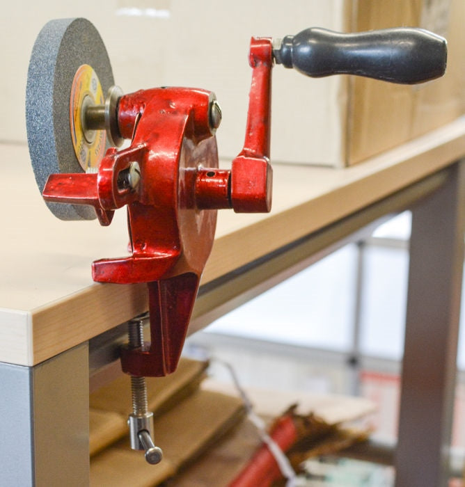 Hand operated grinder bench mount & grind stone watchmakers jewelley craft tool