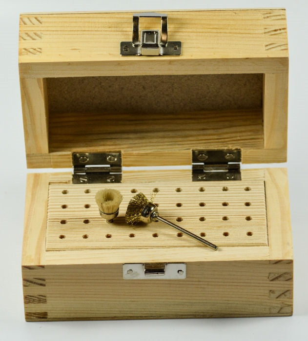 Wooden dremel rotary burr or drill cutting bits bur organiser holder wood stand