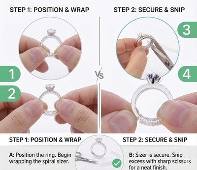 Ring Size Adjuster Reducer Clear Spiral Coil 3mm & 5mm 10cm Invisible UK