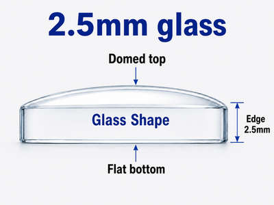 2.5mm Flat Bottom Domed Mineral Watch Crystal 23-50mm Repair Glass Replacement